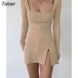 Elengant Solid Hollow Out Velvet Mini Dress Long Sleeve A-line Rave Dresses Women Casual Fashion Outfits Autumn