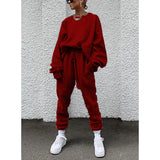 2025 Women's New Ebay Burst Pure Color Long-Sleeved Trousers Loose Casual Suit