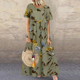 Explosion Women's Vintage Flower Printed Short Sleeve Round