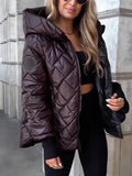 And Winter New Fashion Trend Lattice Loose Hooded Cotton