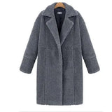 Teddy Fleeve Fashion Long Coats Warm Buttons Zipper Causal Long Sleeve Female Coats Zip-up Overcoats Ladies