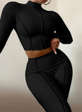 Ribbed Turtleneck Crop Top and Pants 2pc