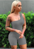 Sexy one shoulder Sleeveless Solid