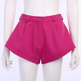 Sexy Flare Shorts Asymmetrical High Waist Shorts Elegant Button Wide Leg Women Shorts Casual Streetwear Solid