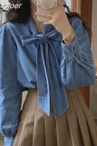 Shirt Top Female Blouses for Women Camisas De Mujer Bandage Bow Vintage Casual Blouse Shirts Fashion Korean Y2k