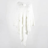 Hairball Knitted Women Sweater Autumn Winter Shawls Ladies White Pullover Knitted Shawl Outwear Cape Poncho