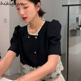 Blouse Women O-neck Lace Puff Sleeve Tops Female 2023 Blusas Mujer De Moda Temperament Blouses Vintage Crop Shirt