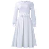 Women's New Round-Necked Long-Sleeved Three-Dimensional Flower Dresses For African Dresses In Autumn/Winter