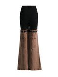 Toloer Jeans 2024 Summer New High Waist Color Splicing Show Thin Pants Personality Versatile Wide Leg Pants Women-Outfit