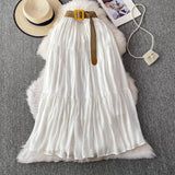 Half-Dress Women's Dress 2025 Summer Small Medium Long Leisure High-Rise Thin Thong Ponve Cake