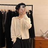 Heart Machine Women's Neckline Hollow Single Buckle Knitted Shirt 2025 New Loose Winter Small