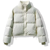 Korean Short Standing Collar Down Cotton-Padded Jacket Lady Autumn And Winter New Advanced Sense Temperament Casual Small Warm Cotton-Padded Jacket-Outfit