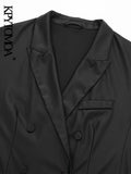 Women Fashion Double Breasted Faux Leather Waistcoat Vintage Sleeveless Flap Pockets Female Outerwear Chic Vest