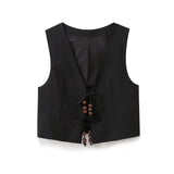 2025 New Women's Fashion Beaded Bow Vest + Pants Fashion Women's