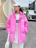 Winter Women Stand Collar Puffer Down Jacket Casual Long Sleeve Warm Parka Female Cotton Padded Jacket Loose