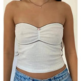 Top Strapless y2k Aesthetic Women Fairycore Grunge Clothes Lace Patchwork Off Shoulder Sleeveless Tube Vest