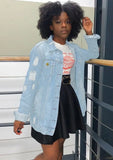 Blue Long Sleeve Button Up Denim Jeans