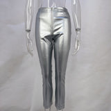 Toloer Women's Wear 2024 Autumn And Winter Hot Style Fashion High Waist Lift Hip Tight Show Thin PU Leather Pants Women's Pants-Outfit