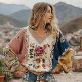 Explosion Autumn And Winter Loose V Collar Blouse Casual Shoulder Women's Coarse Needles And