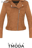 2023 New Arrial Women Autumn Winter Suede Faux Leather Jacket Lady Fashion Matte Motorcycle Coat Biker 9 Colors