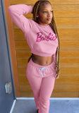 Casual Letter Printed Rouned Neck Long Sleeve Sweatshirt And Sweatpants 2 Piece
