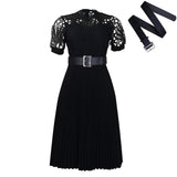Women's Dress 2025 New Short-Sleeved Lace Splicing Folded African Dress Dress