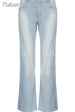 Washed Bleached Flare Jeans Y2K High Waist Baggy Denim Pants Casual Streetwear Vintage Fashion Trousers Women