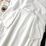 White Shirts Women with Tie Japanese Style Preppy Students BF Simple Solid Loose Summer Top Daily Streetwear