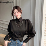 Women Blouse Korean Tops 2023 Ropa Mujer Tunic Shirts Elegant Blouses Turn Down Collar Long Sleeve Woman Shirt Chic White