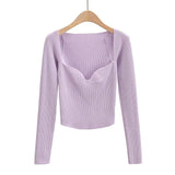 autumn women solid thin sweater long sleeve elegant office lady knitted jumper tops