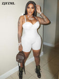 Strapless Sleeveless One Piece Overalls Summer Woman Spaghetti Strap Body-shaping Playsuits Moto Biker Bodycon
