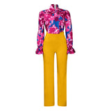 Women's Clothing 2025 Autumn And Winter Loose Large-Size Casual Print Long-Sleeved Shirt Broad Leg Pants