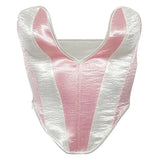party gift 2022 Sexy Underwire Corset Y2k Top White Pink Patchwork Halter Deep V-Tube Top Cropped Top Summer Going Out Club Wear
