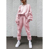 2025 Women's New Ebay Burst Pure Color Long-Sleeved Trousers Loose Casual Suit