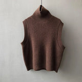 Women's Solid Color High Neck Sleeveless Sweater 2022 Autumn Knitted