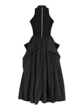 Fashion Women's Dress Round Neck Metal Chian Open Line Waist Spliced A-line Mid-calf Tank Dresses Summer 2023 New