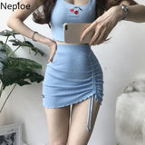 Faldas Mujer Moda 2023 Woman Skirts Vinatge Chic Drawstring Knitting Jupe Sexy Lady Bodycon Mini Skirt Korean Y2k