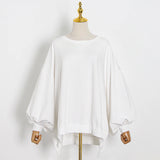 Loose Korean White Sweatshirt For Women O Neck Batwing Sleeve Side Split Casual Sweatshirts Female 2020 Fall