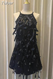 Women Summer Mini Party Dress 2023 New French Fashion Elegant Sleeveless Bow Halter Slip White Dresses Sexy