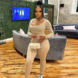 Sisterlinda Fitness Tracksuit 2Piece Set Women Skinny Bodycon-Shaping Bodysuits+High Waist Sporty Leggings Activewear