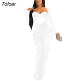 Women's Gown Rave Partywear Dress Hot Drill Mesh Diamonds Dresses Long Sleeve Skirt Slim Birthday Evening Night