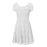 Lace Dress 2020 Women Casual Short Sleeve Beach Short Dress Solid White Black Mini Lace Dress Vestidos Plus Size