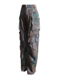 Toloer New Fashion Loose Multi-Pocket Heavy Industry Graffiti Overalls Jeans Trousers Woman-Outfit