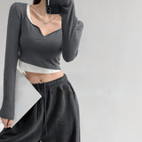 Sleeve Elegant Girl T Shirt Thin Slim Y2k Crop Tops Women Korean Fashion Clothing Elegant Blouse Office Lady 2022