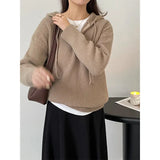 Women's Zipper Collar Drawstring Hoodie Sweater Loose Knitwear Fall/Winter 2022