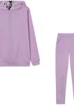 Tracksuit Women Two Piece Set Autumn Winter Loose Hood Sweatshirt Pullover Pants Suit Streetwear Casual Female