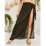 Beach Sunscreen Skirt 2022 High Split Sport Swim Sweet Sexy Skirt Lady Seaside Vacation See Through White Skirt