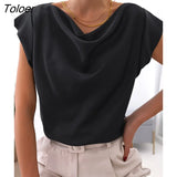 White Women's Blouse Summer Short Sleeve Casual Loose Irregular Shirt Tops 2022 Elegant Solid Color Office Lady