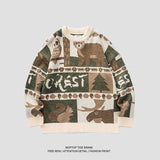 QWEEK Harajuku Women Winter Sweater Animal Print Long Sleeve Jumpers Vintage Knitted Pullover Korean 2021 Cute Couple