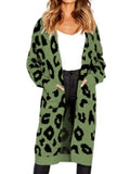 Autumn Winter Long Leopard Cardigan Women Knitted Sweater Oversized Coat Colorful Long Sleeve Women's Clothing Female